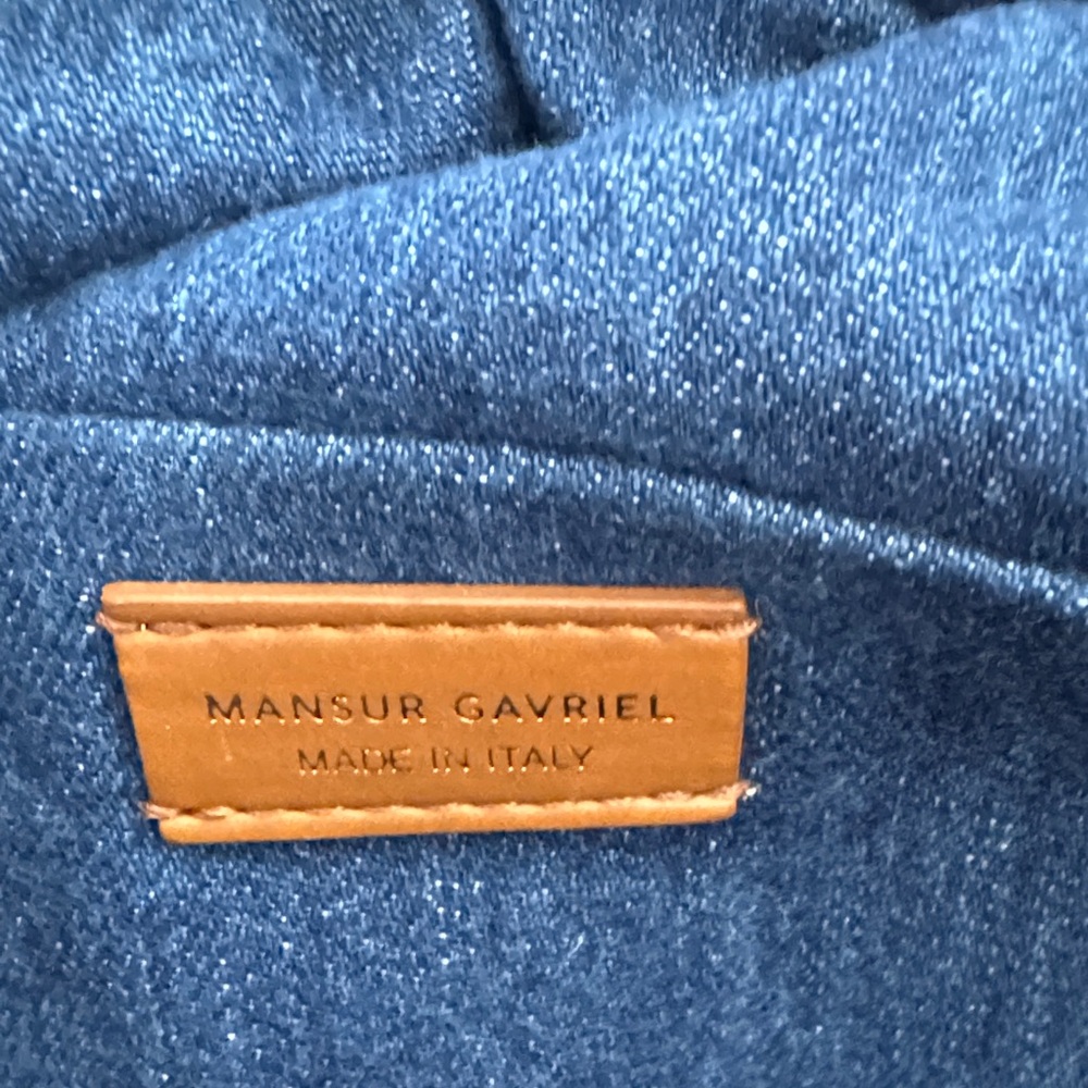 Mansur Gavriel Dark Denim Blue Ruched Shoulder Pouch - Picture 4 of 7